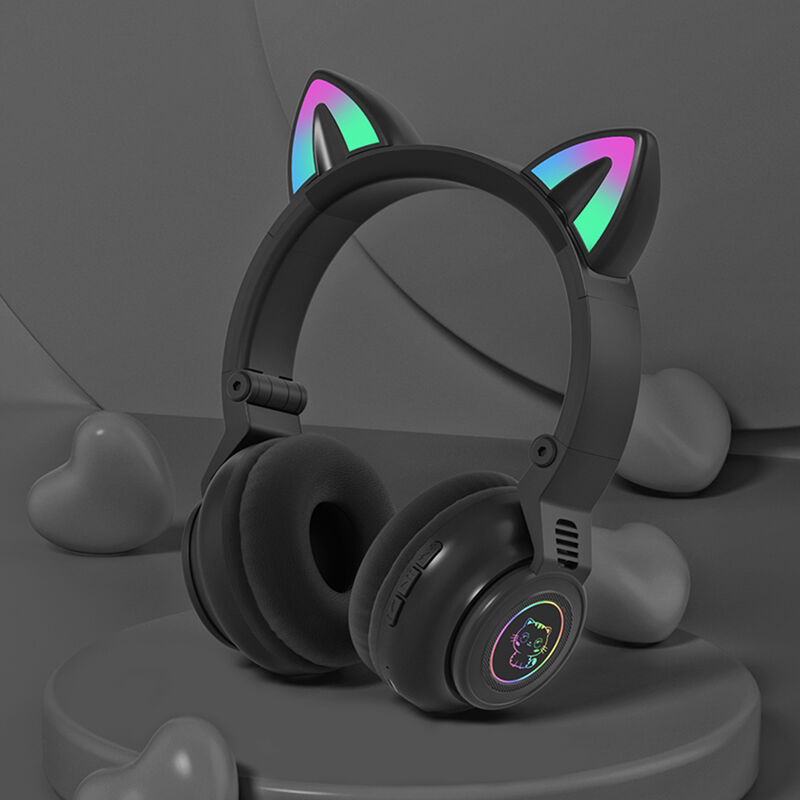 

Auriculares plegables inalambricos y con cable Cat Ear BT 5.0 Auriculares con efecto de iluminacion RGB Soporte para reproduccion de tarjetas TF /