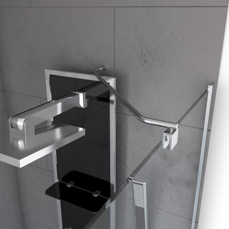 Aurlane – Barre de fixation d'angle pour douche à l'italienne – Longueur 90cm – Acier inoxydable – Finition chromée – Installation murale facile