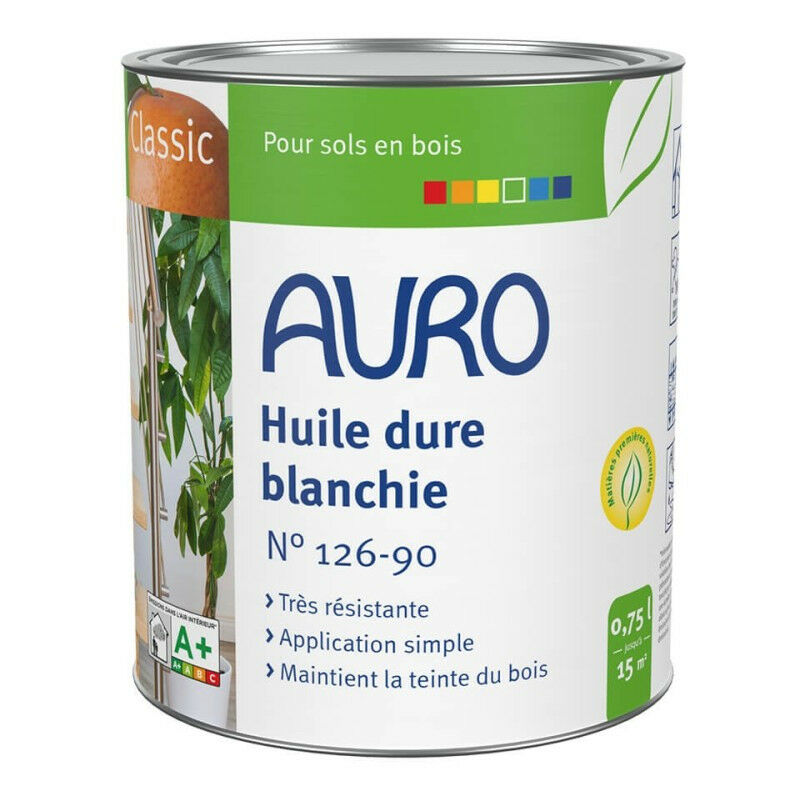 Huile dure blanchie Auro Classic n°126-90 0,75L pour sols en bois prêt à l'emploi