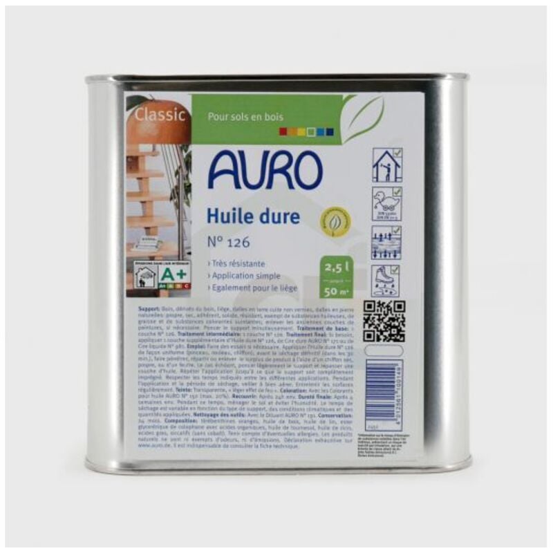 Huile dure Auro Classic n°126 2,5L pour sols en bois