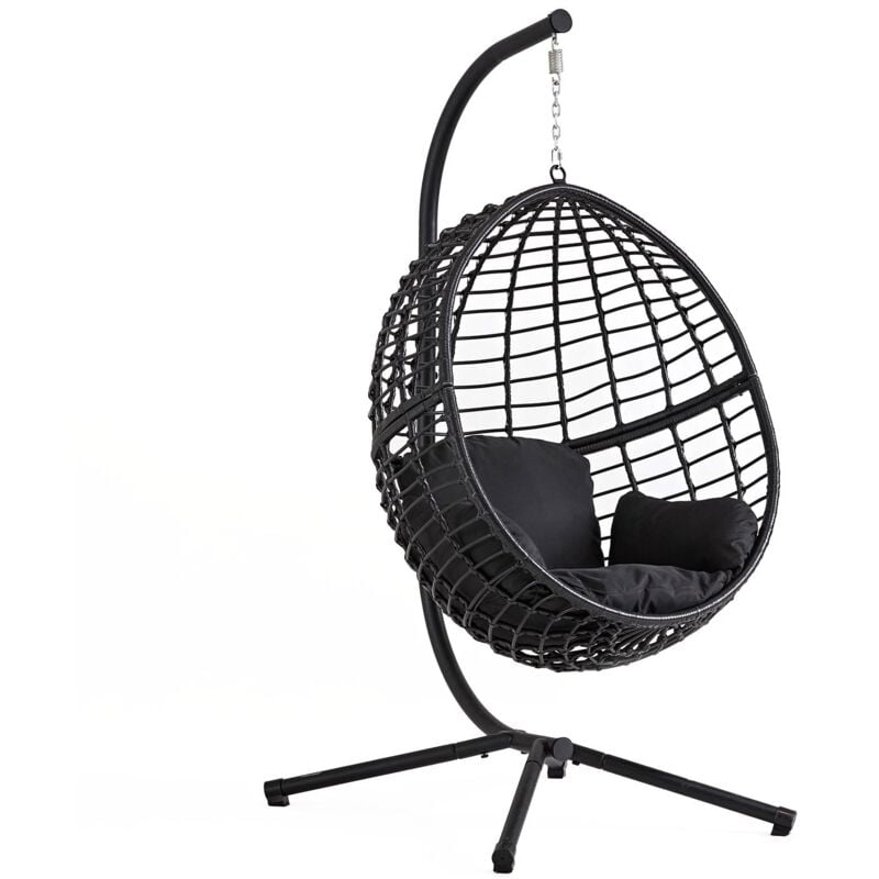 Auroa - Fauteuil suspendu noir en résine tressée