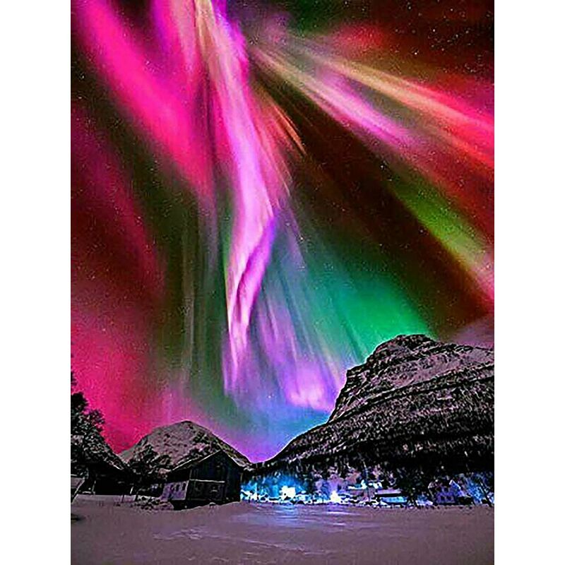 Aurora Diamond Painting Kits,Diamond Art,Paint by Numbers Full Round Drill Rhinestone Craft Canvas for Home Wall Decor 12x16inch
