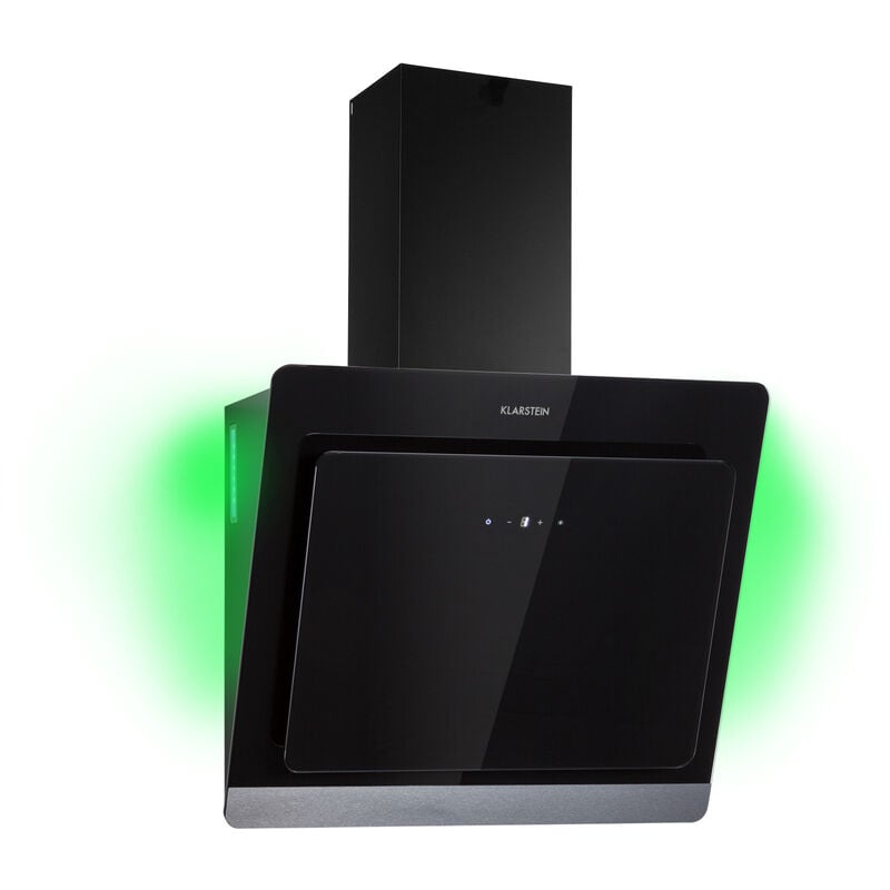 Klarstein - Hotte Aspirante 60cm, Hotte Aspirante Inclinée Silencieuse, Hotte de Cuisine 60 cm avec Lampes led rgb, Débit d'Air Puissant 563 m³/h,