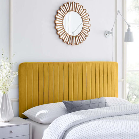 Aurora Mustard Plush Super King 26 inch Strutted Headboard