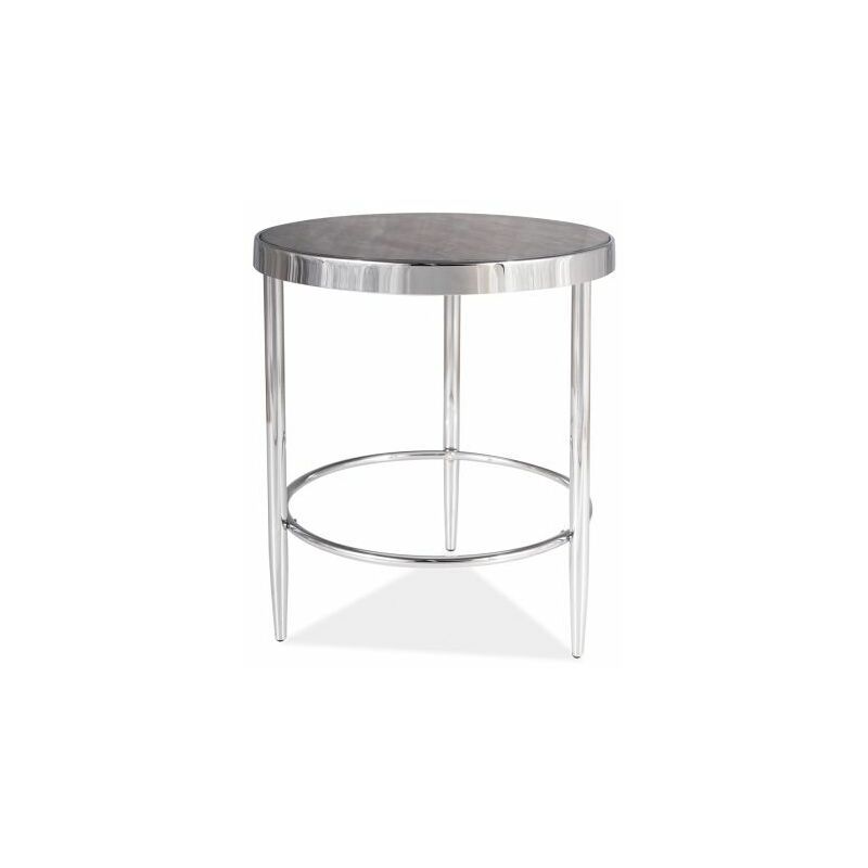 Hucoco - AUROSA - Table basse en verre pour salon - 48x42x42 cm - Plateau en verre trempé - Base en acier - Effet marbre - Gris