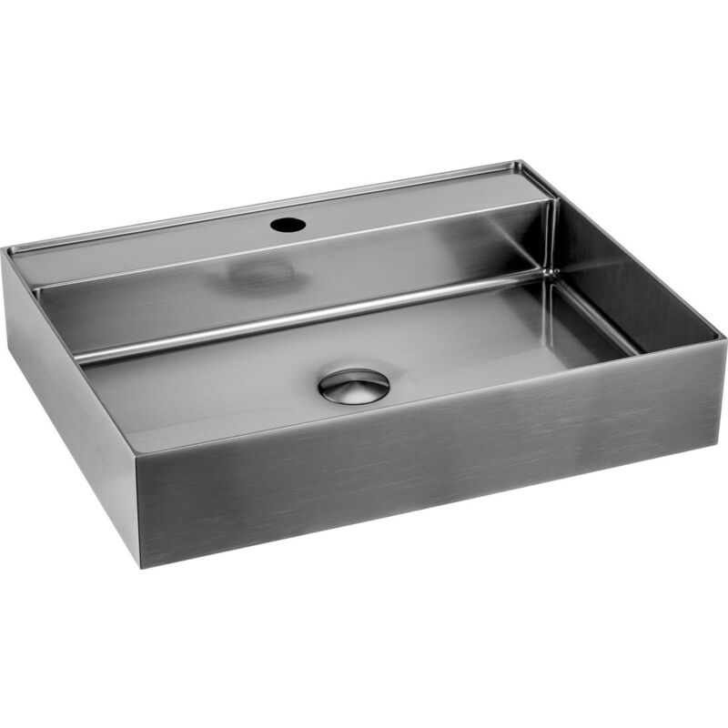 Aurum lavabo en acier inoxydable 55x42 cm, y compris drain, acier inoxydable brossé
