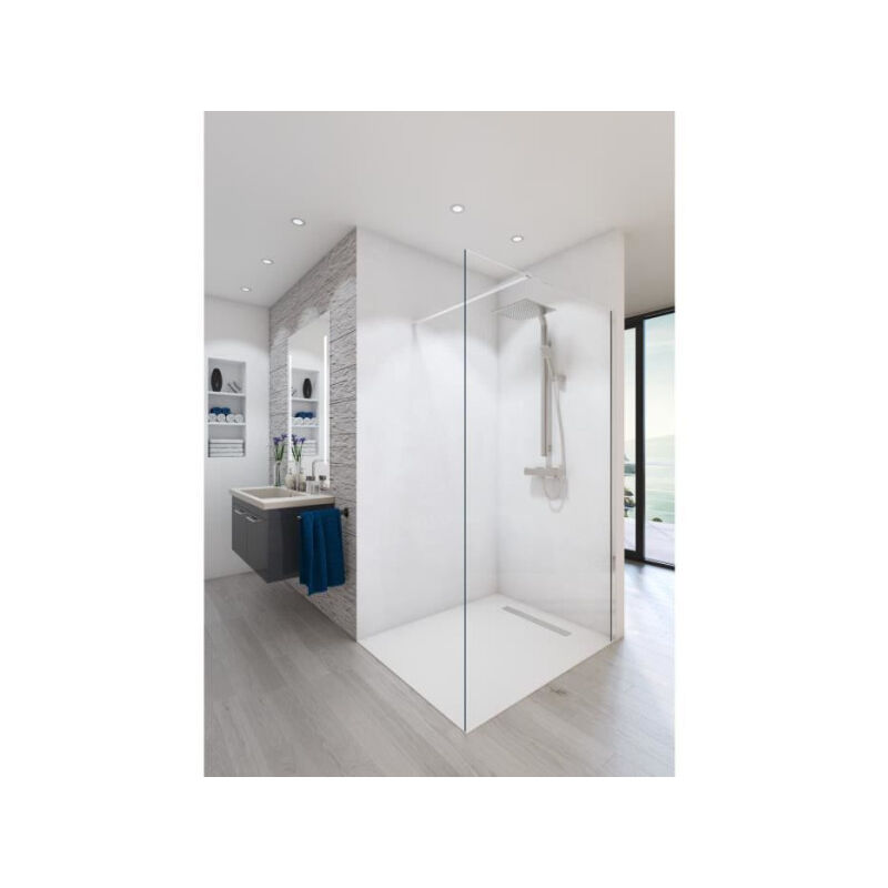 Paroi de douche en kit baleares claire - Verre Timeless 8 mm trempé by Saint-Gobain - L.100 cm x H.198 cm - Aurys