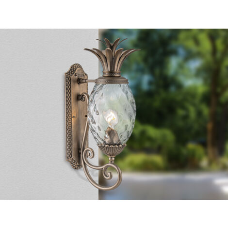 Ausgefallene LED Außenwandleuchte Bronzefarbig, Höhe 54cm