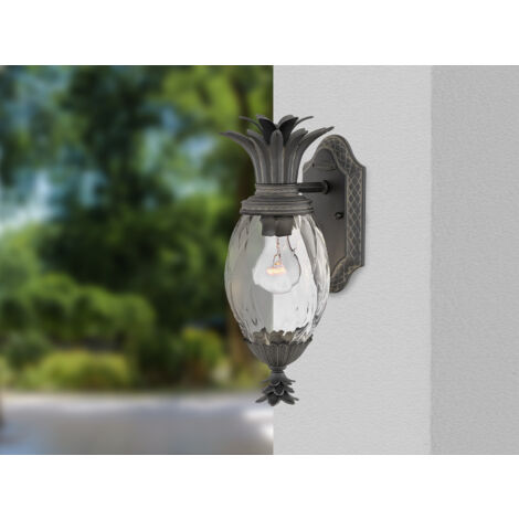 Ausgefallene LED Außenwandleuchte Schwarz, Höhe 35,5cm