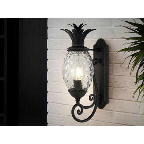 Ausgefallene LED Außenwandleuchte Schwarz, Höhe 54cm