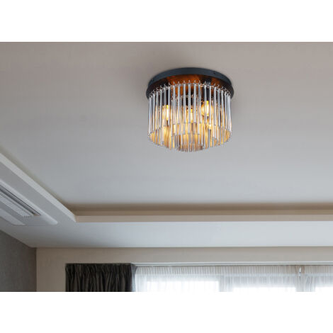 Ausgefallene LED Deckenleuchte mit Rauchglas Stäben, Ø 32cm