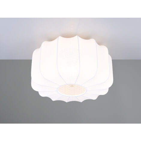 Ausgefallene LED Deckenleuchte mit Stoff Lampenschirm in Weiß, Ø 40cm