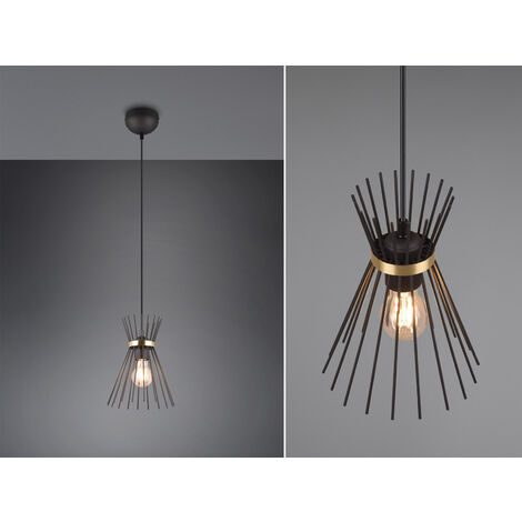 Ausgefallene LED Pendelleuchte Draht Lampenschirm Schwarz-Gold, Ø 20cm