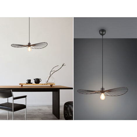Ausgefallene LED Pendelleuchte, Lampenschirm Schwarzer Draht, Ø 60cm