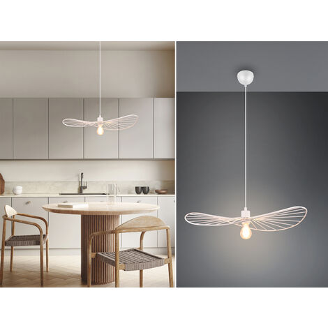 Ausgefallene LED Pendelleuchte, Lampenschirm Weißer Draht, Ø 60cm