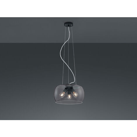 Ausgefallene LED Pendelleuchte mit Rauchglas Lampenschirm, Ø 40cm