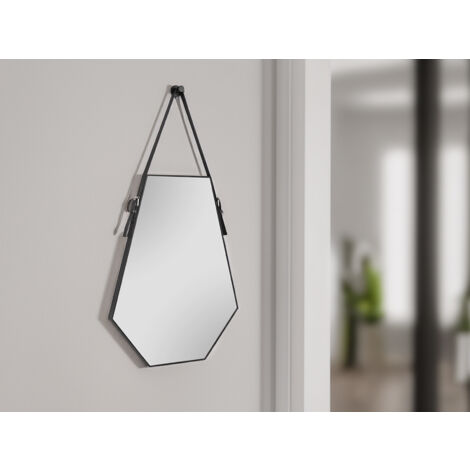 Ausgefallener Wandspiegel EMMI Rahmen in Schwarz zum Aufhängen 48,5x 66cm