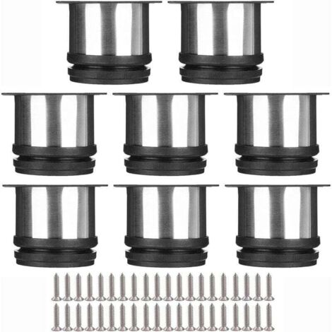 Ausgewähltes Set aus 8 Möbelfüßen, verstellbare Küchenfüße Ø 50 mm/Höhe 50 mm, runde Sofatischbeine aus Edelstahl