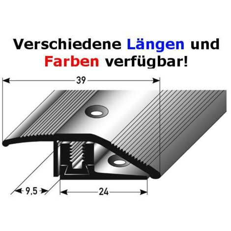 Ausgleichsprofil / Anpassungsprofil Laminat "Trail", Höhe 7 - 17 mm, 39 mm breit, 3-teilig, Aluminium eloxiert, gebohrt, Flex-silber-900
