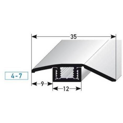 Ausgleichsprofil / Anpassungsprofil Laminat "Underwood", für Höhe 4 - 7 mm, 35 mm breit, 2-teilig, Aluminium eloxiert, gebohrt-Edelstahloptik-900