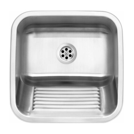 Ausgussbecken, 1-Becken - Einbau- oder Wandmontage, Satin