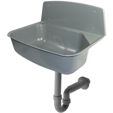 Ausgussbecken aus Kunststoff mit Spritzschutz und siphon DN 40/50 "Greta"