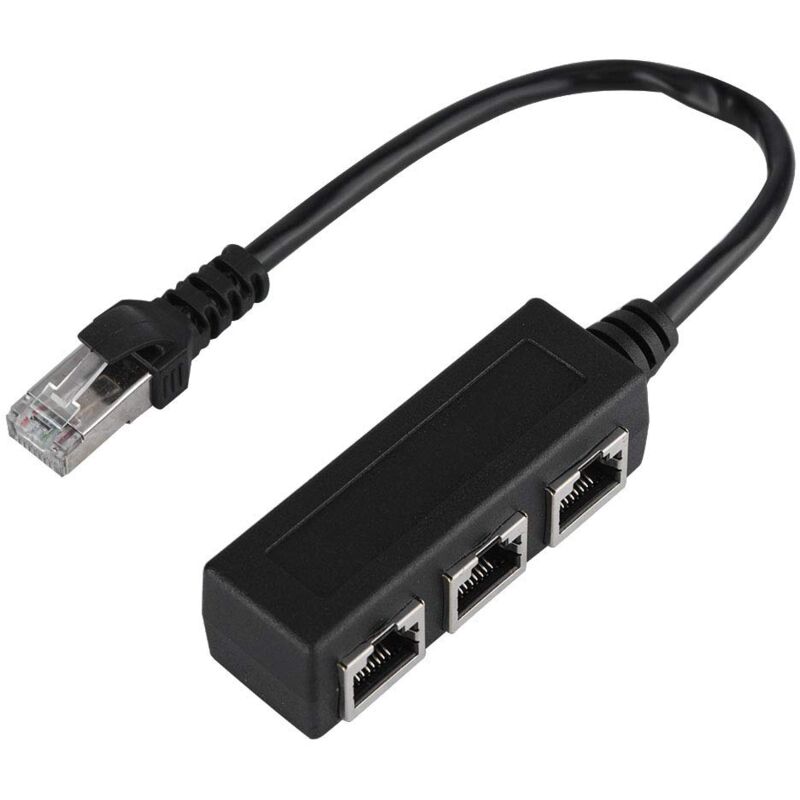 Ausla Câble d'extension Ethernet Adaptateur de Câble Répartiteur de Connecteur de Transfert de Port Mâle à 3 Femelle Réseau RJ45 Adaptateur Réseau