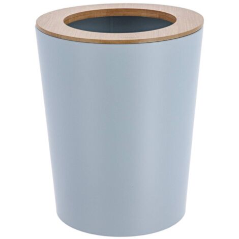 Ausladender mülleimer aus metall mit bambusdeckel 5l - hellblau bambus - Tendance