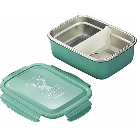 Auslaufsichere, quadratische, isolierte Lunchbox aus Edelstahl (Grün, 350 ml)