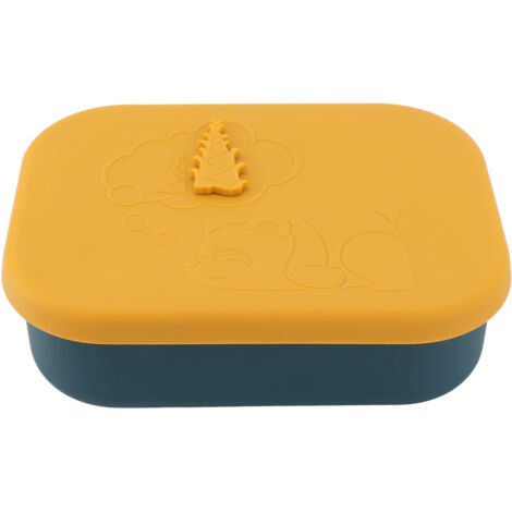 Auslaufsichere, rechteckige Silikon-Bento-Box mit 3 Fächern für Kinder und Erwachsene, gelb