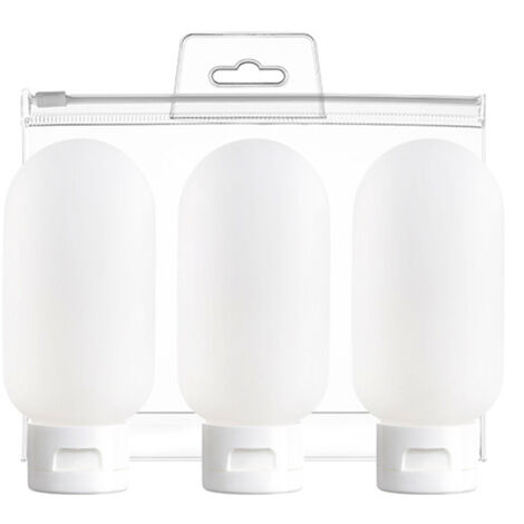 Auslaufsichere, transparente 180-ml-Reiseflaschen aus PE – 3 BPA-freie Flaschen mit großer Öffnung für Toilettenartikel