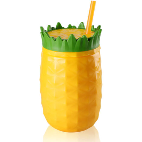 Auslaufsicherer, doppelwandiger Isolierbecher aus Kunststoff in Fruchtform, 300–500 ml, ideal für den Sommer
