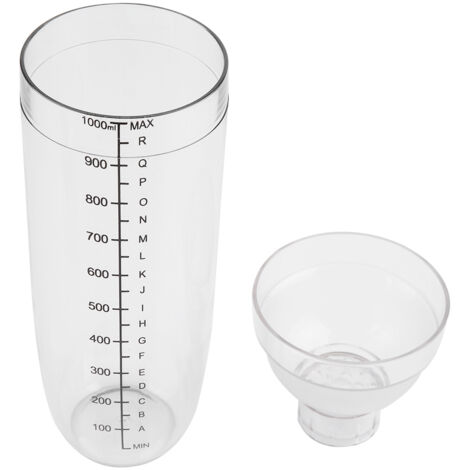 Auslaufsicherer, transparenter PC-Cocktailshaker mit Graduierung (1000 ml)