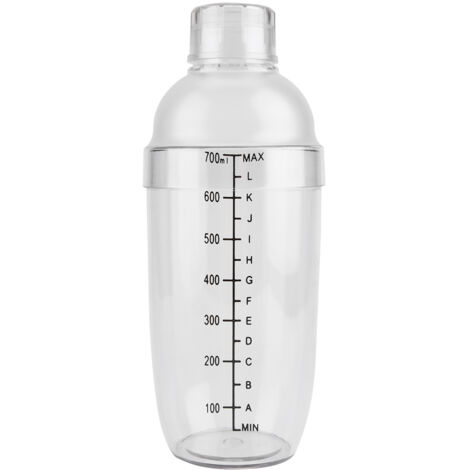 Auslaufsicherer, transparenter PC-Cocktailshaker mit Graduierung (700 ml)