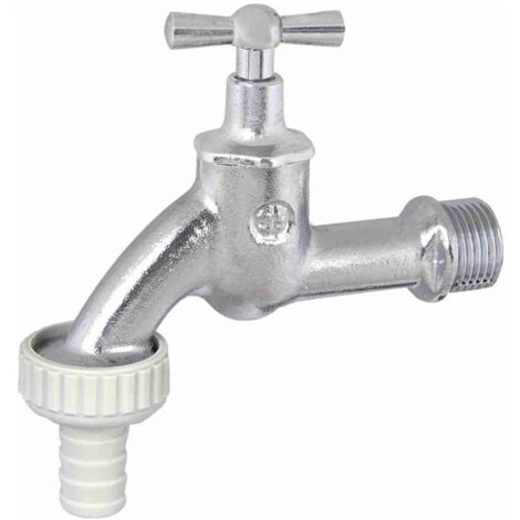 Auslaufventil mit Schlauchverschraubung, mit Knebel-Oberteil, 3/4", matt chrom