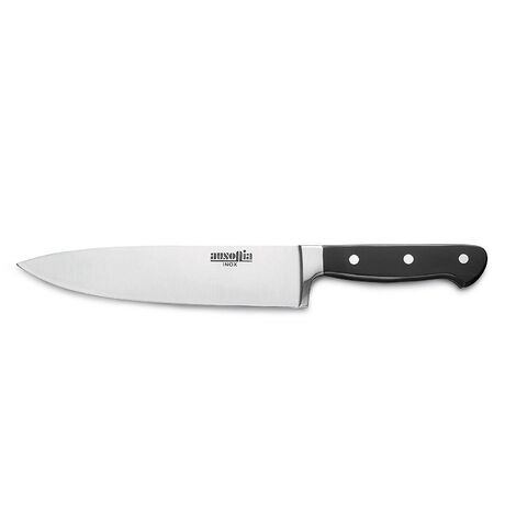 Ausonia - Coltello forgiato INOX da cucina largo manico in resina acetilica Cm 20