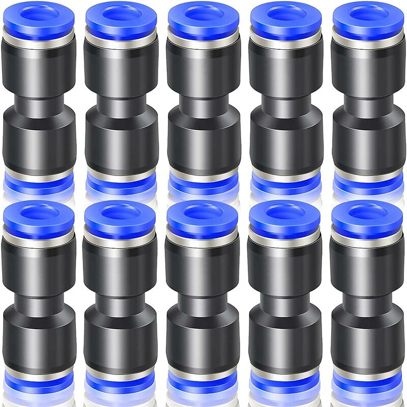 Auspicious-10 Pcs Blue 12mm OD Straight Push To Connect Fittings (pu-12)