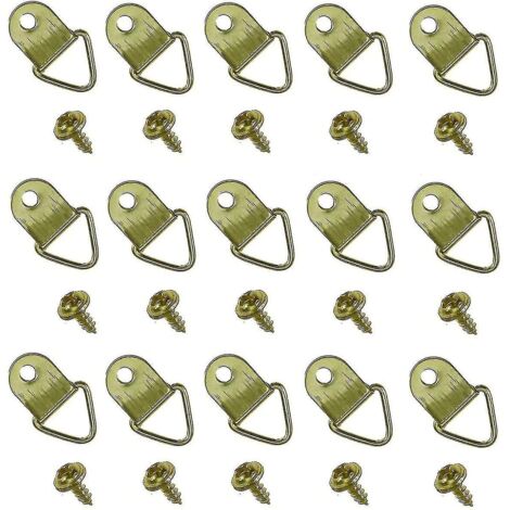 Auspicious - Kit de 100 supports pour tableaux, crochets en D dorés, vis et fixations pour tableaux, miroirs et œuvres d'art.-AquaForge