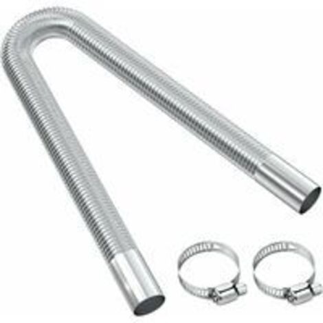 Auspuffrohr, 60 cm tragbares flexibles Edelstahl-Auspuffrohr mit 2 Edelstahlklemmen, Auto-Auspuffrohr (25 mm) für Auto-Dieselheizung