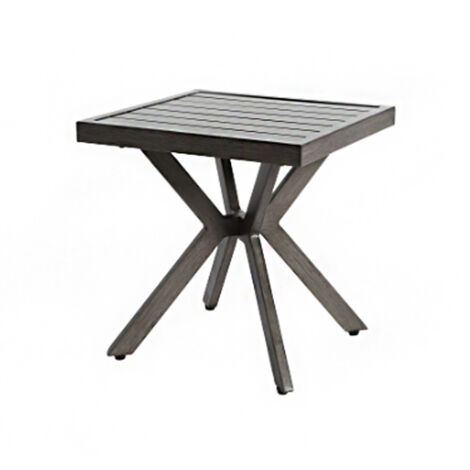 Außen Aluminium Quadrat Seitentisch Endtisch für Patio, Hinterhof, Pool, Indoor Begleiter, einfache Wartung und Witterungsbeständig, Dunkelgrau