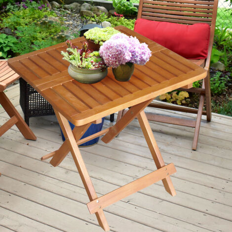 Außen Bistro Tisch Holz Akazie geölt braun Garten Balkon Terrassen Möbel eckig klappbar