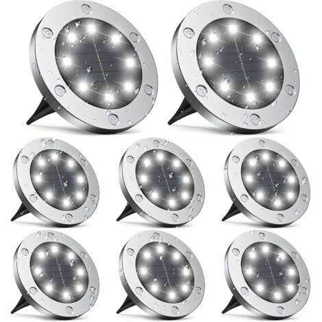 Außen Solarlampe, Solarlicht Äußere 8 Teile, Solar -Solar -Außengarten 8LED, IP65 wasserdicht