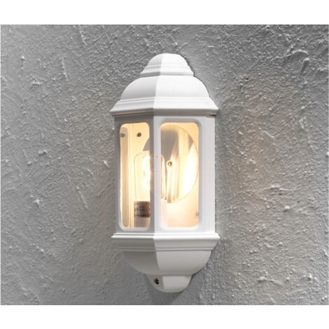 Außen Wandlaterne CAGLIARI, Halbschale im Landhausstil, Weiß, Höhe 36cm