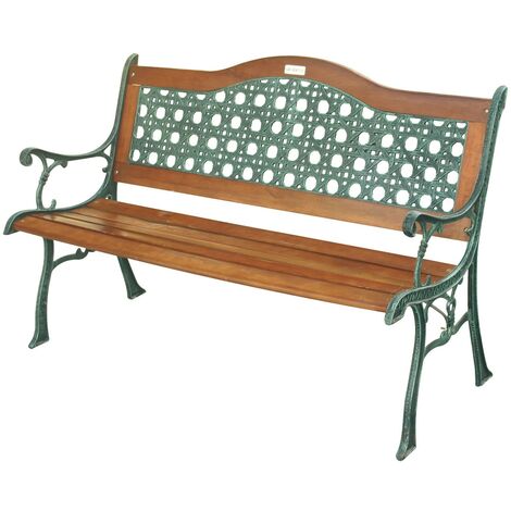 Außenbank in Gusseisen Rattan ARC 126x60 cm Garten Deluxe Kollektion