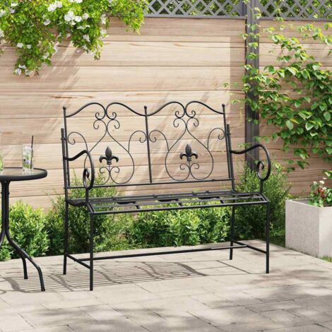 Außenbank Schwarz Metall Standard Robust Gartenbank vidaXL655600