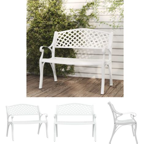 Außenbank - vidaXL Gartenbank 102 cm Aluminiumguss Weiß - Gartenbank Weiß