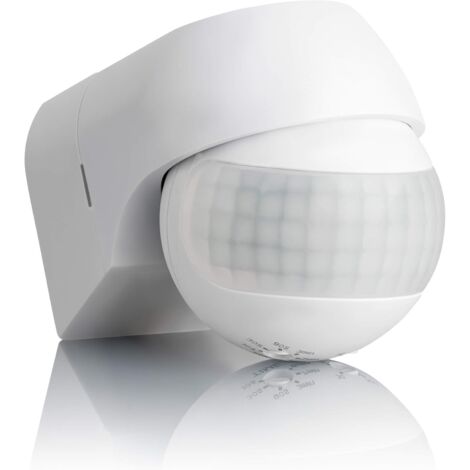 Außenbewegungsmelder IP44, Aufputzmontage, programmierbar, Infrarotsensor, Reichweite 15m/180°, angepasste LED, einstellbar, max. 800W/500W