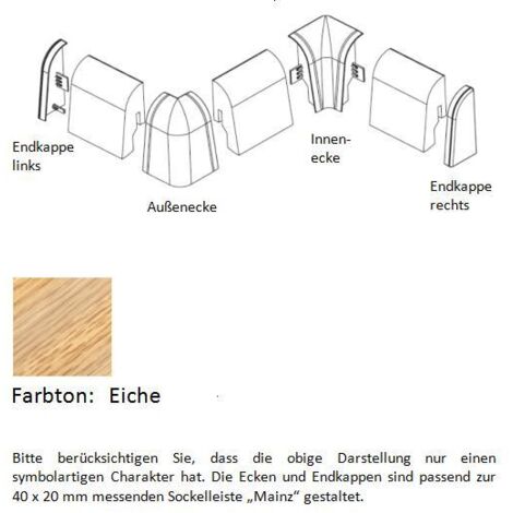Außenecken für MDF-Sockelleisten 40x20 mm - Eiche