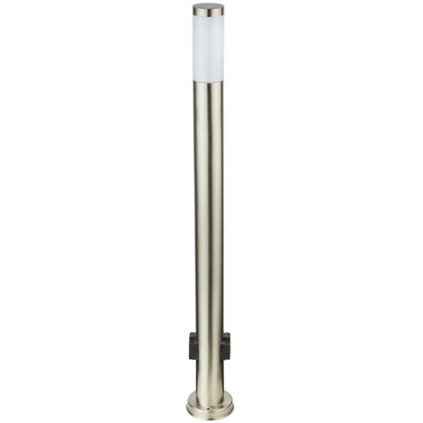 Aussenlampe mit Steckdosen Außensteckdose mit Licht Garten Aussensteckdose Edelstahl, 1x LED 9W 810lm 3000K, DxH 7,6x110 cm