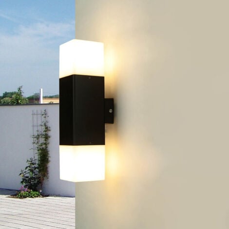 LICHT-ERLEBNISSE Außenlampe Wand Aluminium E27 IP44 H: 32,5 cm Schwarz Weiß 2-flammig länglich Wandleuchte außen